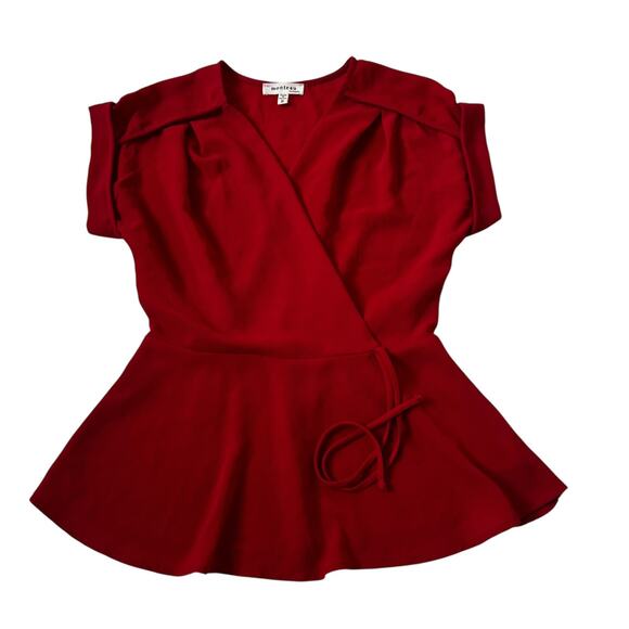 Monteau Red Peplum Blouse Women's Top Size Small | 13-10 - Picture 3 of 7